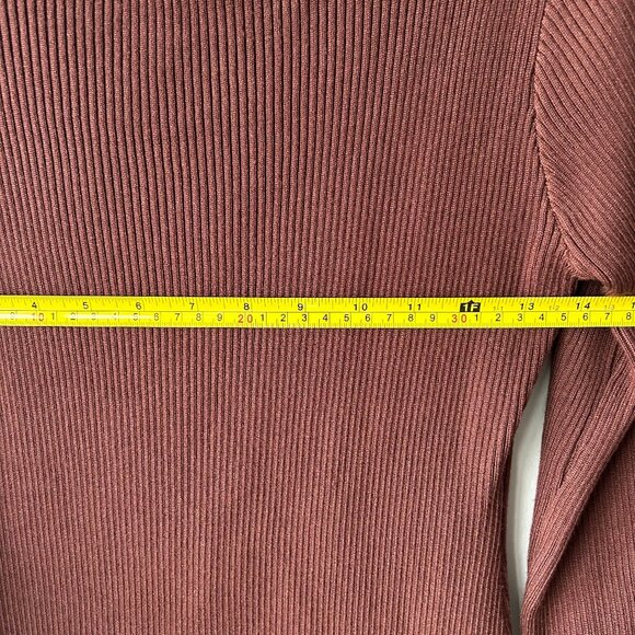 Commense Brown Ribbed Knit Midi Dress Long Sleeve Women’s Size S - Picture 6 of 7